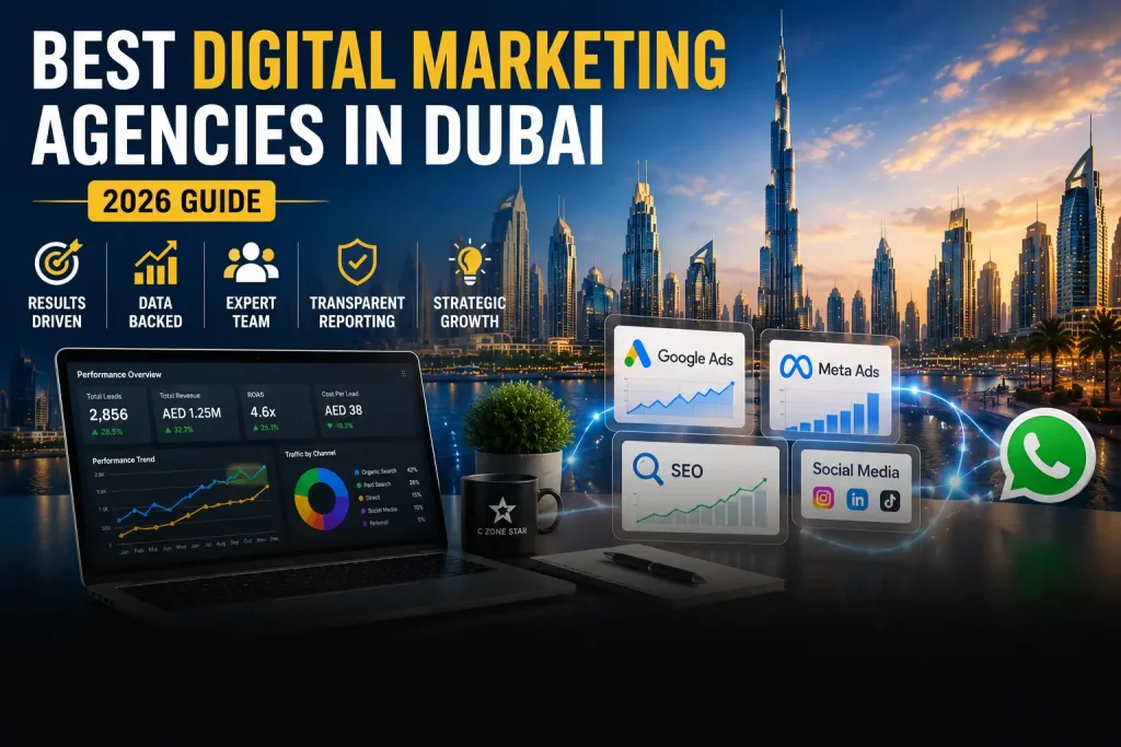 Best Digital Marketing Agencies in Dubai 2026 comparison guide for UAE businesses looking for SEO, PPC, social media, and full-service digital marketing agencies.