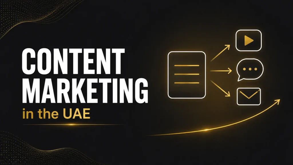 Content marketing in the UAE shown as one article branching into video, social and email assets