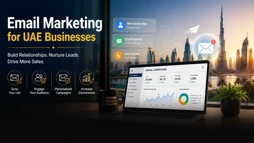 Email Marketing for UAE Businesses Professional email marketing campaigns, automation, lead nurturing, and customer engagement strategies for businesses in Dubai, Abu Dhabi, and across the UAE.