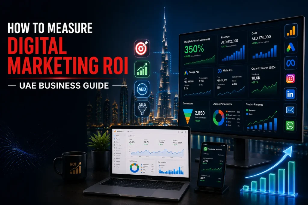 How to Measure Digital Marketing ROI for UAE Businesses using Google Analytics 4, Google Ads, Meta Ads, and conversion tracking in 2026