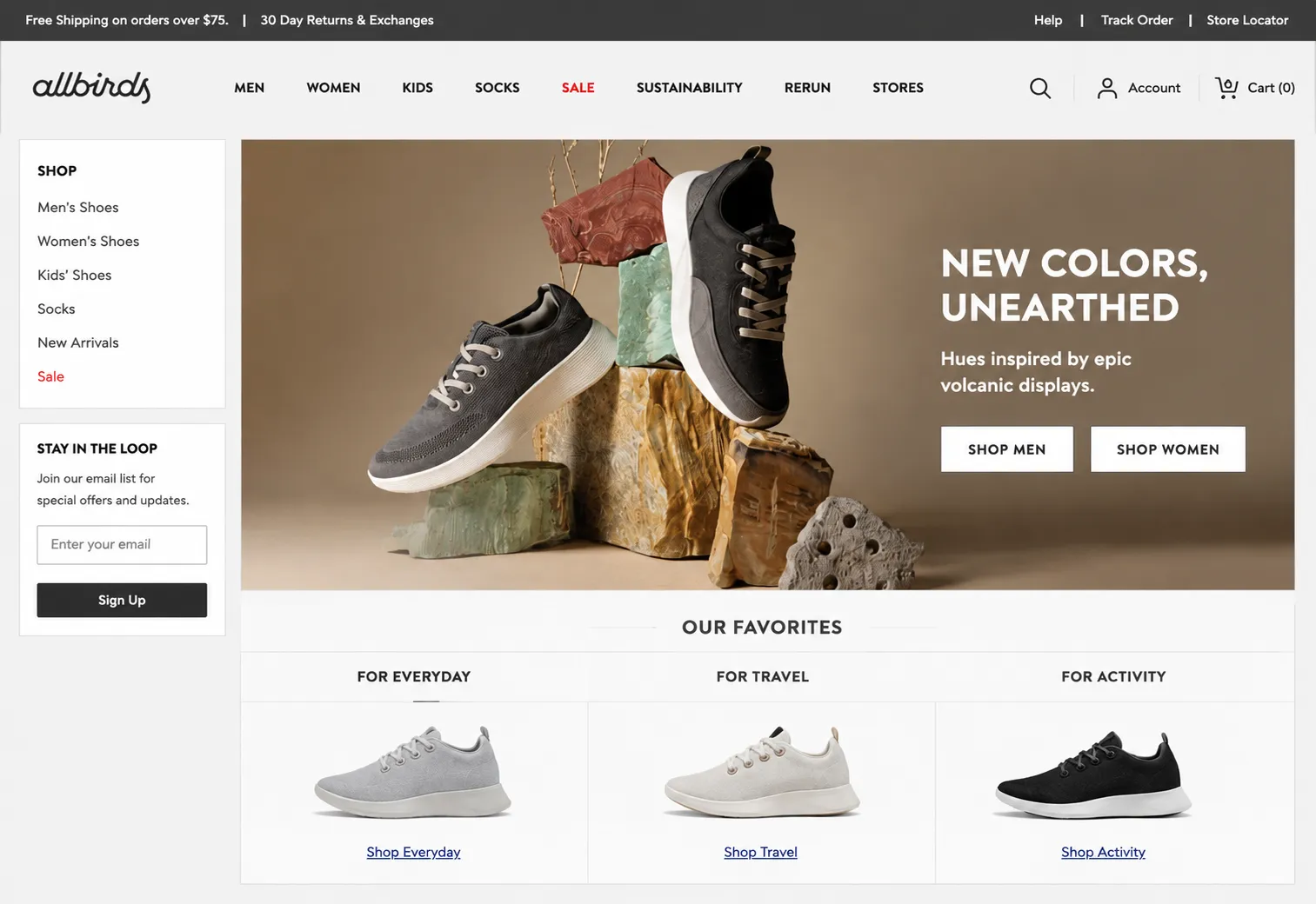 Old Shopify store screenshot before redesign
