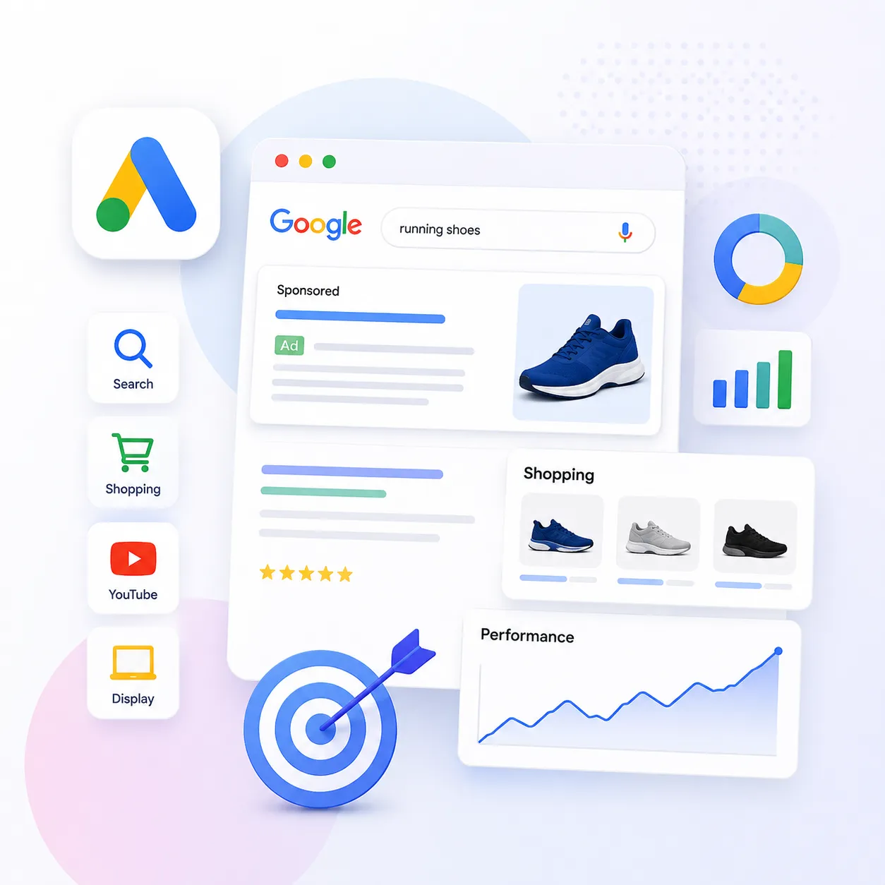 Google Ads search, shopping and performance campaigns